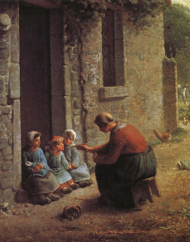 Jean Francois Millet Woman feeding the children France oil painting art